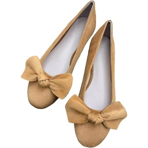 image:imageHEE grandWomens Bow Ballet Flats Round Toe Suede Slip On Dress Shoes Comfortable Flat Shoes for Wedding Party CasualKhaki