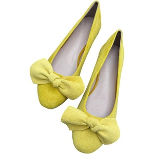 image:imageHEE grandWomens Bow Ballet Flats Round Toe Suede Slip On Dress Shoes Comfortable Flat Shoes for Wedding Party CasualLemon Yellow