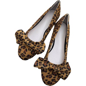 image:imageHEE grandWomens Bow Ballet Flats Round Toe Suede Slip On Dress Shoes Comfortable Flat Shoes for Wedding Party CasualLeopard Brown