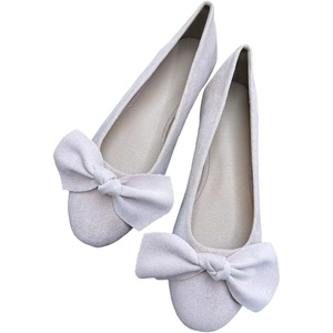 image:imageHEE grandWomens Bow Ballet Flats Round Toe Suede Slip On Dress Shoes Comfortable Flat Shoes for Wedding Party CasualLight Pink