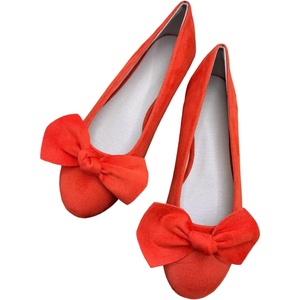 image:imageHEE grandWomens Bow Ballet Flats Round Toe Suede Slip On Dress Shoes Comfortable Flat Shoes for Wedding Party CasualOrange