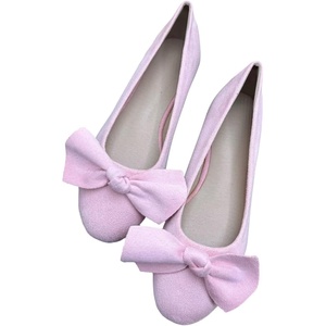 image:imageHEE grandWomens Bow Ballet Flats Round Toe Suede Slip On Dress Shoes Comfortable Flat Shoes for Wedding Party CasualPink