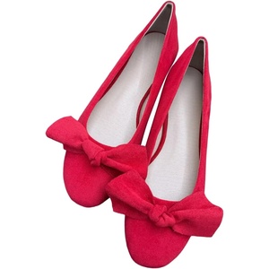 image:imageHEE grandWomens Bow Ballet Flats Round Toe Suede Slip On Dress Shoes Comfortable Flat Shoes for Wedding Party CasualRed