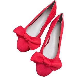 image:imageHEE grandWomens Bow Ballet Flats Round Toe Suede Slip On Dress Shoes Comfortable Flat Shoes for Wedding Party CasualWatermelon Red