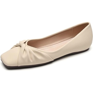 image:imageHee grand Ballet Flats for Women Square Toe Bow Ballet Flats Comfort Low Heel SlipOn Dress Shoes Fashion Women FlatsApricot