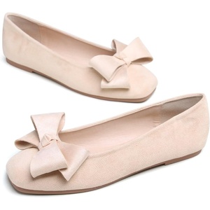 image:imageHee grand BowKnot Ballet Flats Womens Square Toe Flat Shoes Suede Dress Shoes Comfort SlipOn Loafers Casual Womens FlatsApricot