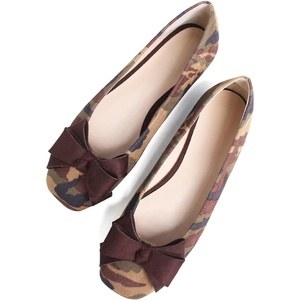 image:imageHee grand BowKnot Ballet Flats Womens Square Toe Flat Shoes Suede Dress Shoes Comfort SlipOn Loafers Casual Womens FlatsCamouflage Brown