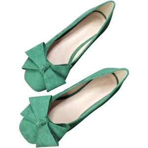 image:imageHee grand BowKnot Ballet Flats Womens Square Toe Flat Shoes Suede Dress Shoes Comfort SlipOn Loafers Casual Womens FlatsGrass Green