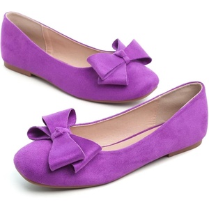 image:imageHee grand BowKnot Ballet Flats Womens Square Toe Flat Shoes Suede Dress Shoes Comfort SlipOn Loafers Casual Womens FlatsPurple