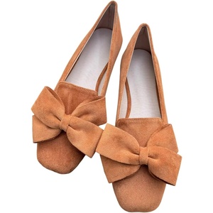 image:imageHee grand Bowknot Ballet Flats for Women Square Toe Dressy Shoes Suede Comfort SlipOn Loafers Casual Womens FlatsAmber