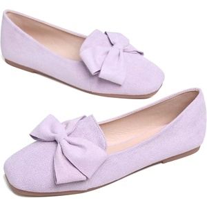 image:imageHee grand Bowknot Ballet Flats for Women Square Toe Dressy Shoes Suede Comfort SlipOn Loafers Casual Womens FlatsBaby Purple