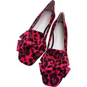 image:imageHee grand Bowknot Ballet Flats for Women Square Toe Dressy Shoes Suede Comfort SlipOn Loafers Casual Womens FlatsBleopard Red