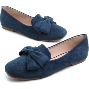 image:imageHee grand Bowknot Ballet Flats for Women Square Toe Dressy Shoes Suede Comfort SlipOn Loafers Casual Womens FlatsBlue