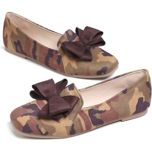 image:imageHee grand Bowknot Ballet Flats for Women Square Toe Dressy Shoes Suede Comfort SlipOn Loafers Casual Womens FlatsCamouflage Brown