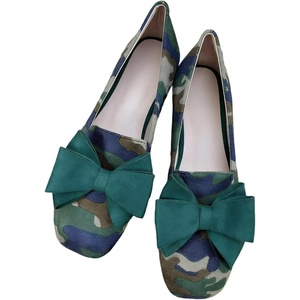 image:imageHee grand Bowknot Ballet Flats for Women Square Toe Dressy Shoes Suede Comfort SlipOn Loafers Casual Womens FlatsCamouflage Green