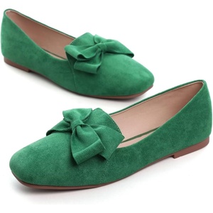 image:imageHee grand Bowknot Ballet Flats for Women Square Toe Dressy Shoes Suede Comfort SlipOn Loafers Casual Womens FlatsGrass Green