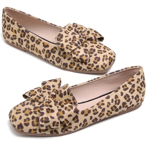 image:imageHee grand Bowknot Ballet Flats for Women Square Toe Dressy Shoes Suede Comfort SlipOn Loafers Casual Womens FlatsLeopard Yellow