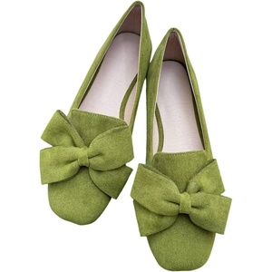 image:imageHee grand Bowknot Ballet Flats for Women Square Toe Dressy Shoes Suede Comfort SlipOn Loafers Casual Womens FlatsMustard Green