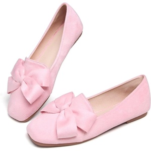 image:imageHee grand Bowknot Ballet Flats for Women Square Toe Dressy Shoes Suede Comfort SlipOn Loafers Casual Womens FlatsPink