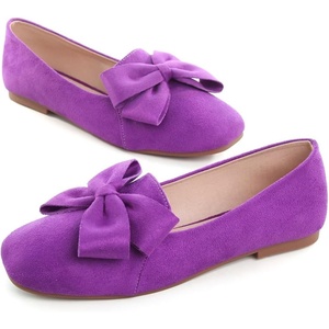 image:imageHee grand Bowknot Ballet Flats for Women Square Toe Dressy Shoes Suede Comfort SlipOn Loafers Casual Womens FlatsPurple