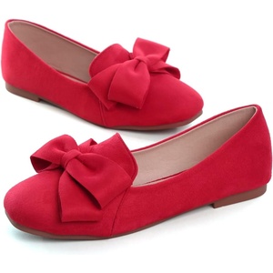 image:imageHee grand Bowknot Ballet Flats for Women Square Toe Dressy Shoes Suede Comfort SlipOn Loafers Casual Womens FlatsRed