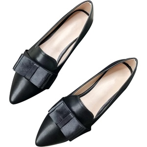 image:imageHee grand Bowknot Pointed Toe Ballet Flats for Women Comfort SlipOn Loafers PU Leather Dressy Shoes Women Work FlatsAblackpu