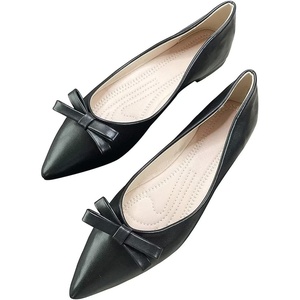 image:imageHee grand Bowknot Pointed Toe Ballet Flats for Women Comfort SlipOn Work Flats Suede Solid Dress Shoes282blackpu