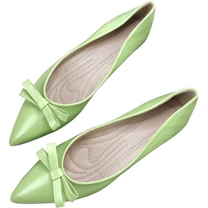 image:imageHee grand Bowknot Pointed Toe Ballet Flats for Women Comfort SlipOn Work Flats Suede Solid Dress Shoes282greenpu