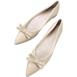 image:imageHee grand Bowknot Pointed Toe Ballet Flats for Women Comfort SlipOn Work Flats Suede Solid Dress Shoes282khakipu
