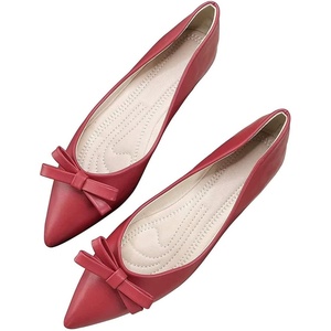 image:imageHee grand Bowknot Pointed Toe Ballet Flats for Women Comfort SlipOn Work Flats Suede Solid Dress Shoes282redpu