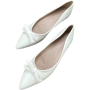 image:imageHee grand Bowknot Pointed Toe Ballet Flats for Women Comfort SlipOn Work Flats Suede Solid Dress Shoes282whitepu