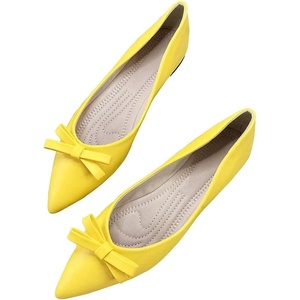 image:imageHee grand Bowknot Pointed Toe Ballet Flats for Women Comfort SlipOn Work Flats Suede Solid Dress Shoes282yellowpu