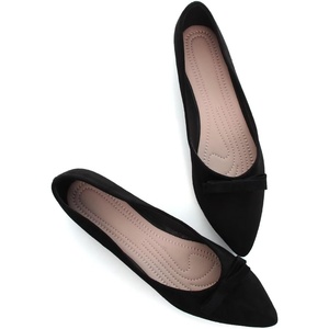 image:imageHee grand Bowknot Pointed Toe Ballet Flats for Women Comfort SlipOn Work Flats Suede Solid Dress ShoesBlack