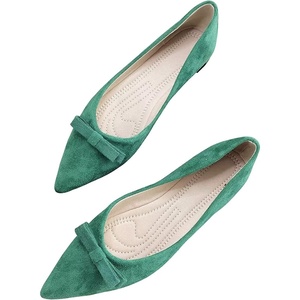 image:imageHee grand Bowknot Pointed Toe Ballet Flats for Women Comfort SlipOn Work Flats Suede Solid Dress ShoesGrass Green