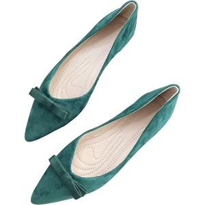 image:imageHee grand Bowknot Pointed Toe Ballet Flats for Women Comfort SlipOn Work Flats Suede Solid Dress ShoesGreen