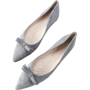 image:imageHee grand Bowknot Pointed Toe Ballet Flats for Women Comfort SlipOn Work Flats Suede Solid Dress ShoesGrey