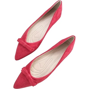 image:imageHee grand Bowknot Pointed Toe Ballet Flats for Women Comfort SlipOn Work Flats Suede Solid Dress ShoesRed