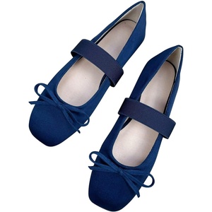 image:imageHee grand Bowknot Square Toe Elastic Strap Ballet Shoes for Women Dressy Mary Jane Flat Shoes819blue