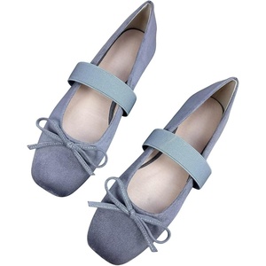 image:imageHee grand Bowknot Square Toe Elastic Strap Ballet Shoes for Women Dressy Mary Jane Flat Shoes819grey