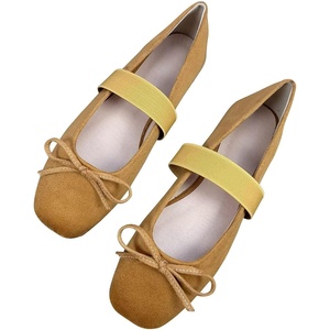 image:imageHee grand Bowknot Square Toe Elastic Strap Ballet Shoes for Women Dressy Mary Jane Flat Shoes819khaki