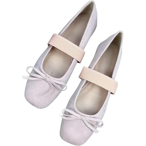 image:imageHee grand Bowknot Square Toe Elastic Strap Ballet Shoes for Women Dressy Mary Jane Flat Shoes819light Pink