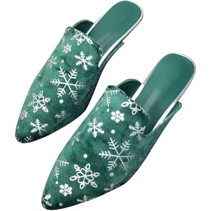 image:imageHee grand Christmas Shoes for Women Pointed Toe Plaid Snowflake Flat Shoes Comfortable Slip on Flats RedGreen Shoes for Christmas038christmas Green