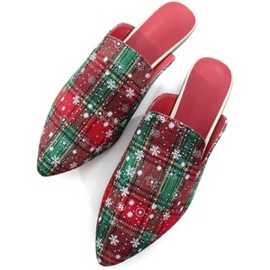image:imageHee grand Christmas Shoes for Women Pointed Toe Plaid Snowflake Flat Shoes Comfortable Slip on Flats RedGreen Shoes for Christmas039christmas Red