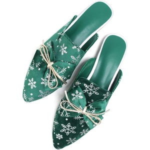 image:imageHee grand Christmas Shoes for Women Pointed Toe Plaid Snowflake Flat Shoes Comfortable Slip on Flats RedGreen Shoes for Christmas040christmas Green