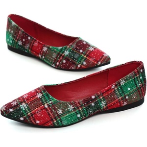 image:imageHee grand Christmas Shoes for Women Pointed Toe Plaid Snowflake Flat Shoes Comfortable Slip on Flats RedGreen Shoes for Christmas334christmas Red