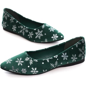 image:imageHee grand Christmas Shoes for Women Pointed Toe Plaid Snowflake Flat Shoes Comfortable Slip on Flats RedGreen Shoes for Christmas335christmas Green