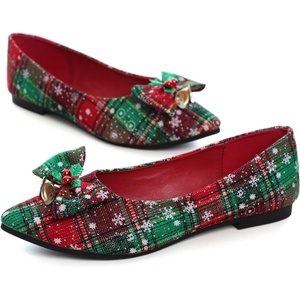 image:imageHee grand Christmas Shoes for Women Pointed Toe Plaid Snowflake Flat Shoes Comfortable Slip on Flats RedGreen Shoes for Christmas336christmas Red