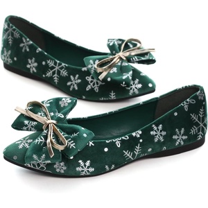 image:imageHee grand Christmas Shoes for Women Pointed Toe Plaid Snowflake Flat Shoes Comfortable Slip on Flats RedGreen Shoes for Christmas337christmas Green