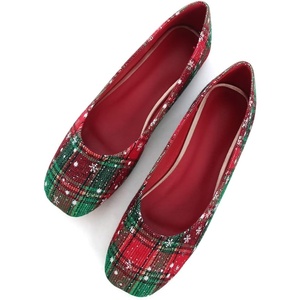 image:imageHee grand Christmas Shoes for Women Pointed Toe Plaid Snowflake Flat Shoes Comfortable Slip on Flats RedGreen Shoes for Christmas480christmas Red
