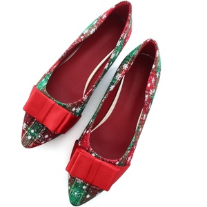 image:imageHee grand Christmas Shoes for Women Pointed Toe Plaid Snowflake Flat Shoes Comfortable Slip on Flats RedGreen Shoes for Christmas672christmas Red